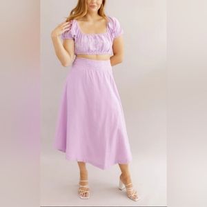 NWOT Free People Lotus Embroidered Puff Sleeve Two-Piece Dress Small